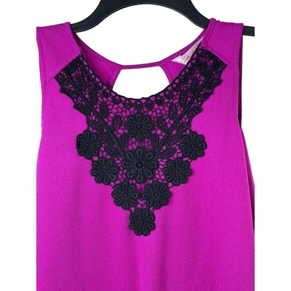 Marilyn Monroe Women Sleeveless Purple Black Crochet Floral Cross-back Top Small - Picture 1 of 8